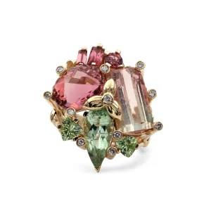 Luxury Tourmaline 14.55ct and Diamond 0.15ct Ring in 18K Gold