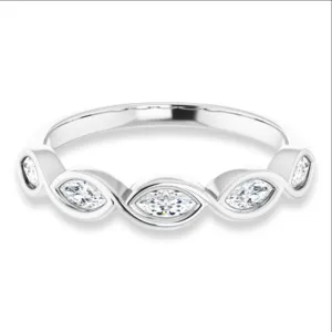 Marquise Diamond Bezel Set Infinity Style Wedding Band