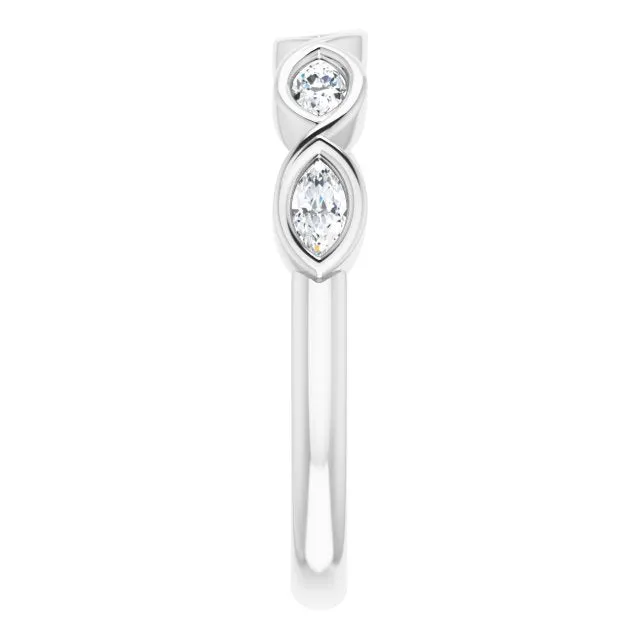 Marquise Diamond Bezel Set Infinity Style Wedding Band