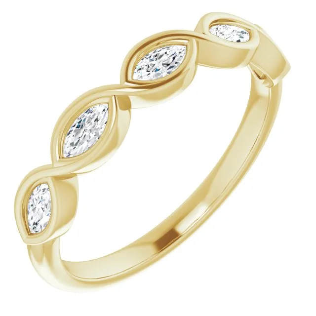Marquise Diamond Bezel Set Infinity Style Wedding Band