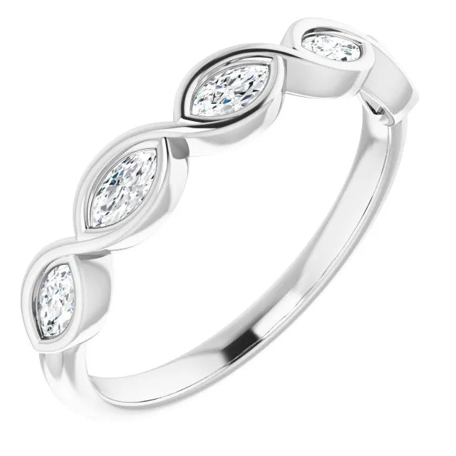 Marquise Diamond Bezel Set Infinity Style Wedding Band