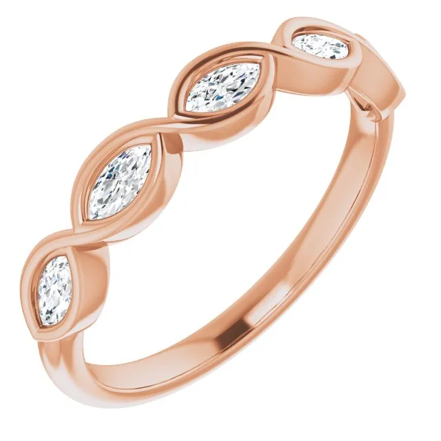Marquise Diamond Bezel Set Infinity Style Wedding Band