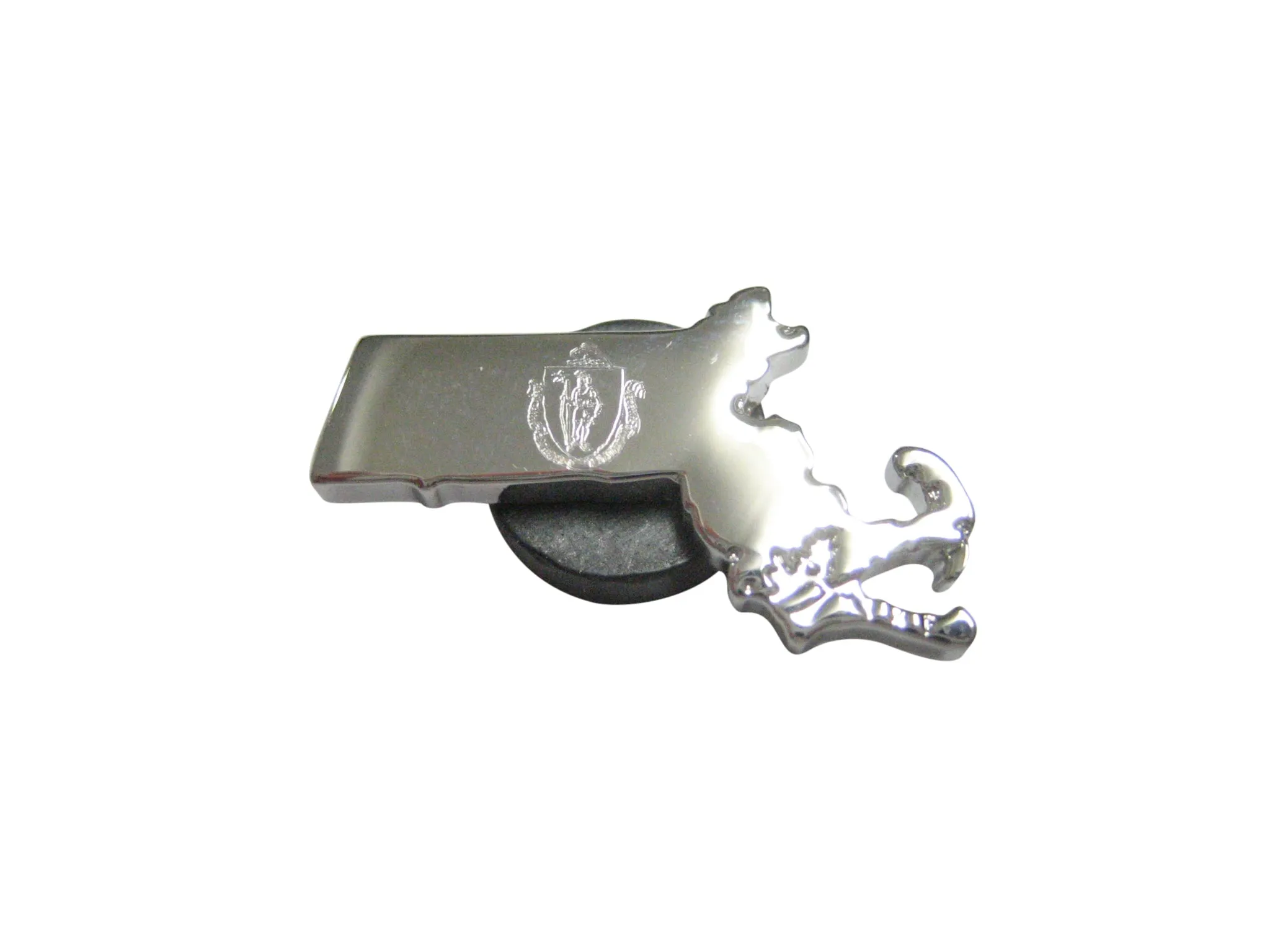 Massachusetts State Map Shape and Flag Design Magnet