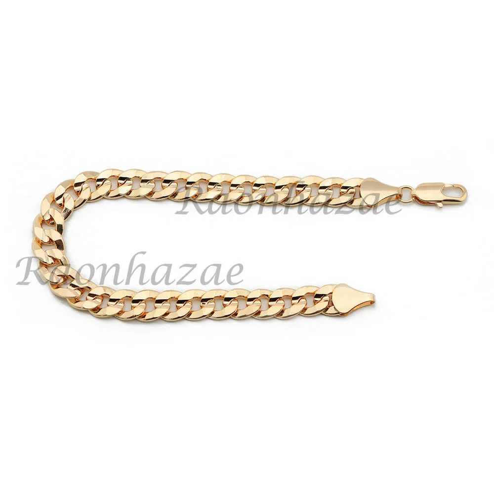 Men Jet Black PT Round Bezel Metal Band Watch Diamond Cut Gold Cuban Bracelet 97