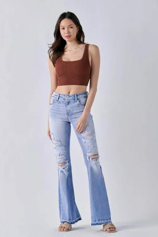 Mid Rise Super Flare with Released Hem
