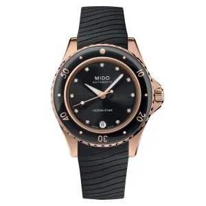Mido Ocean Star Lady 36.5mm Watch Automatic Black Steel Finish Pvd Gold Rosa M026.207.37.056.00