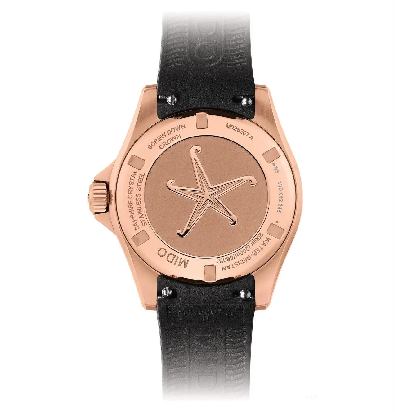 Mido Ocean Star Lady 36.5mm Watch Automatic Black Steel Finish Pvd Gold Rosa M026.207.37.056.00