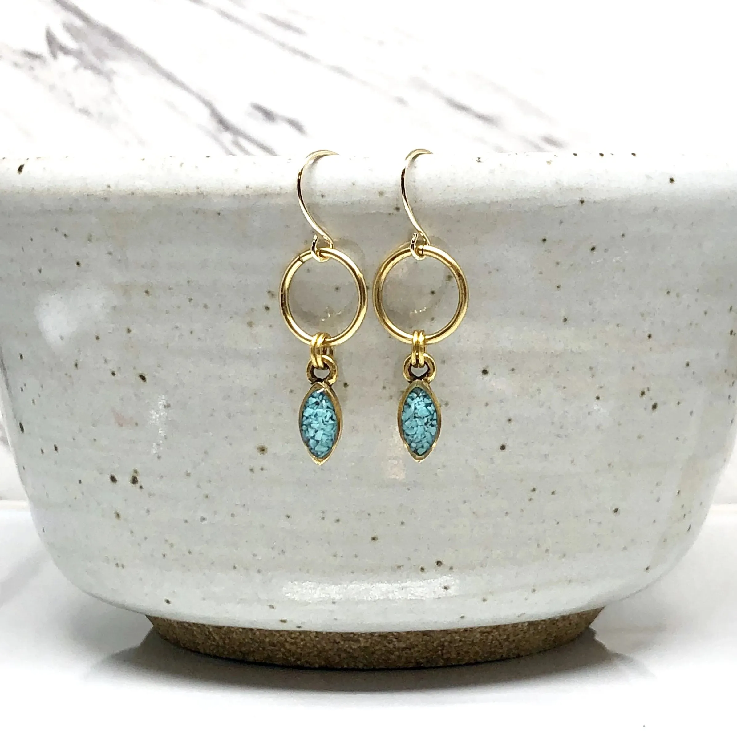 Mini Navette Earrings - Turquoise