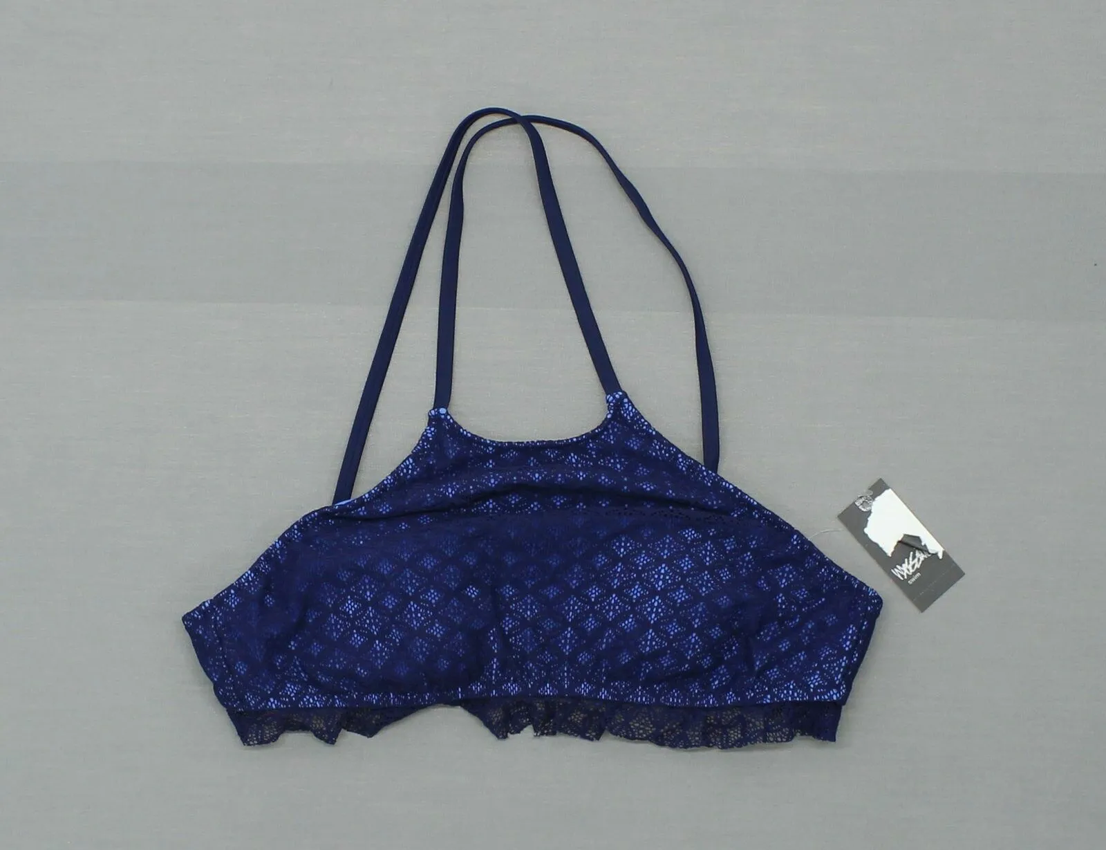 Mossimo Women's Lace Overlay High Neck Bikini Top Navy Blue XL
