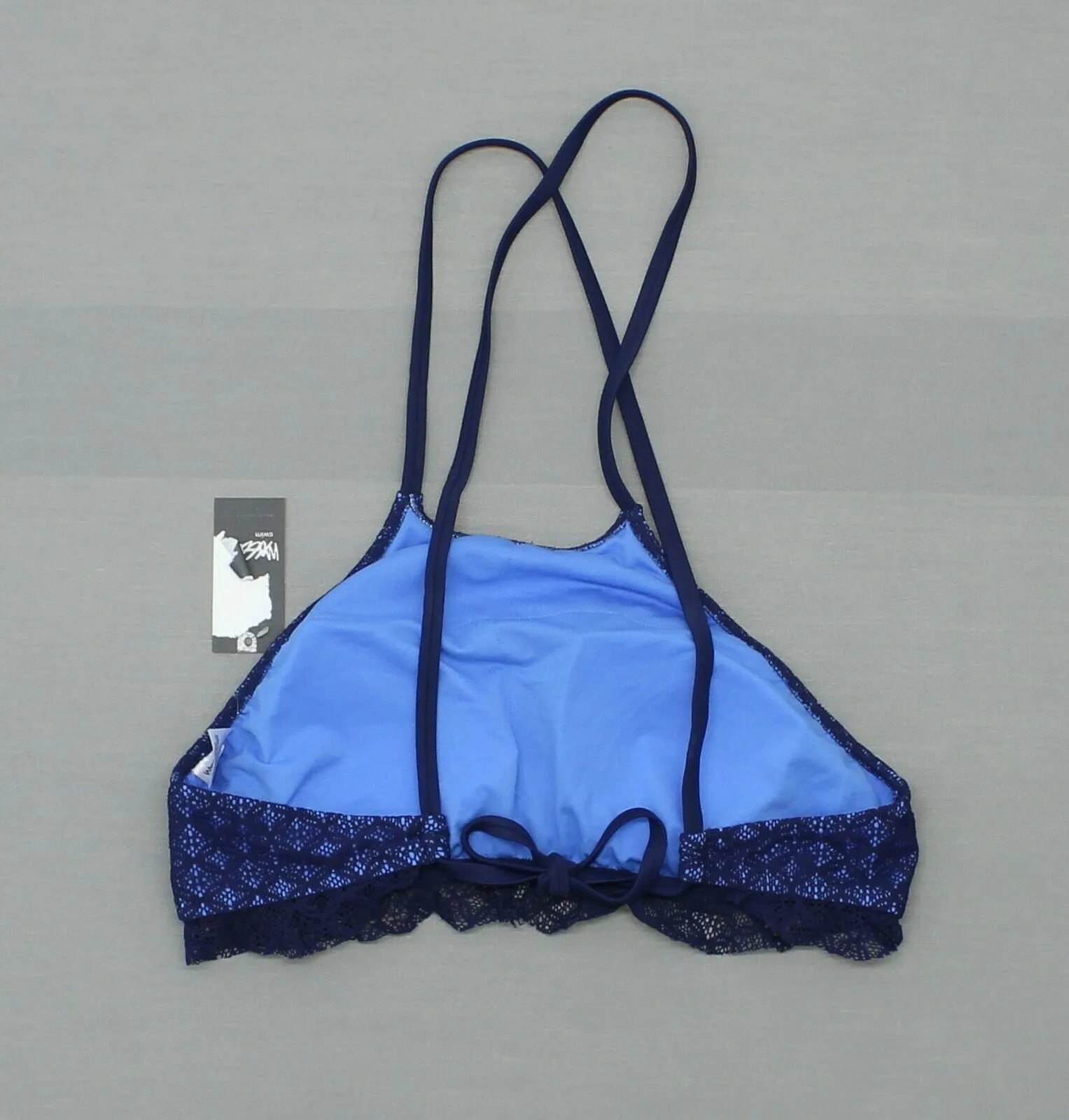 Mossimo Women's Lace Overlay High Neck Bikini Top Navy Blue XL