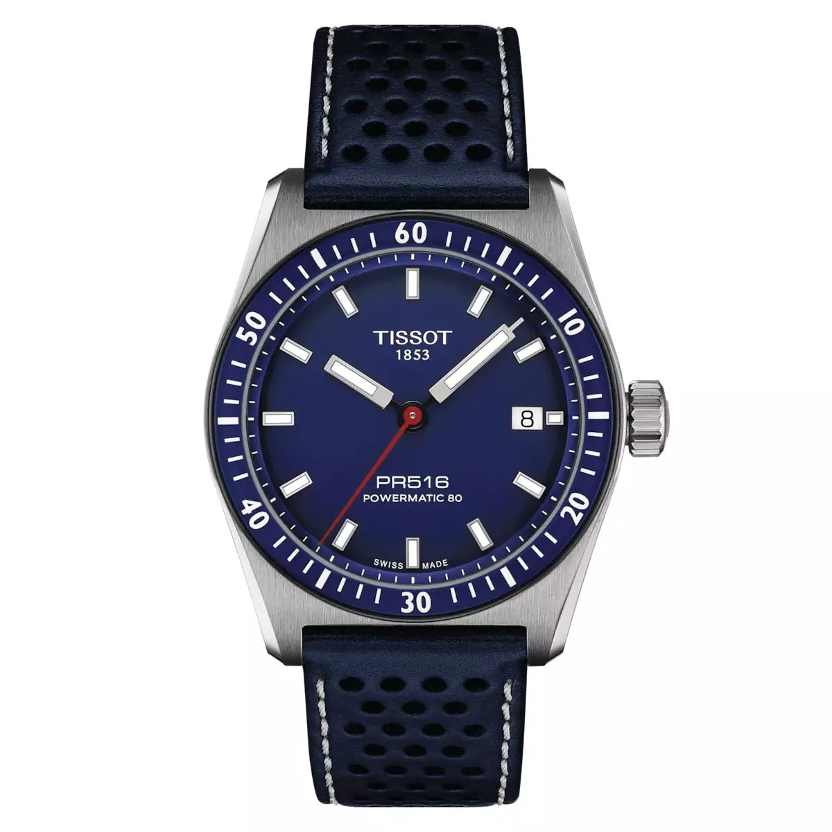 New Tissot PR516 Powermatic 80 38mm Blue Dial Stainless Watch with Box