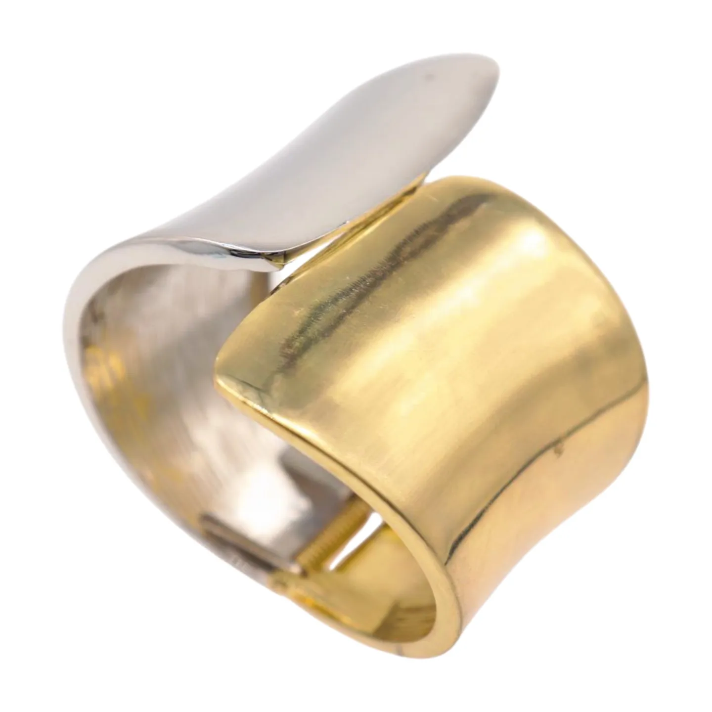New Women Silver Gold Mix Color Wide Metal Cuff Bracelet Fashion Jewelry Statement