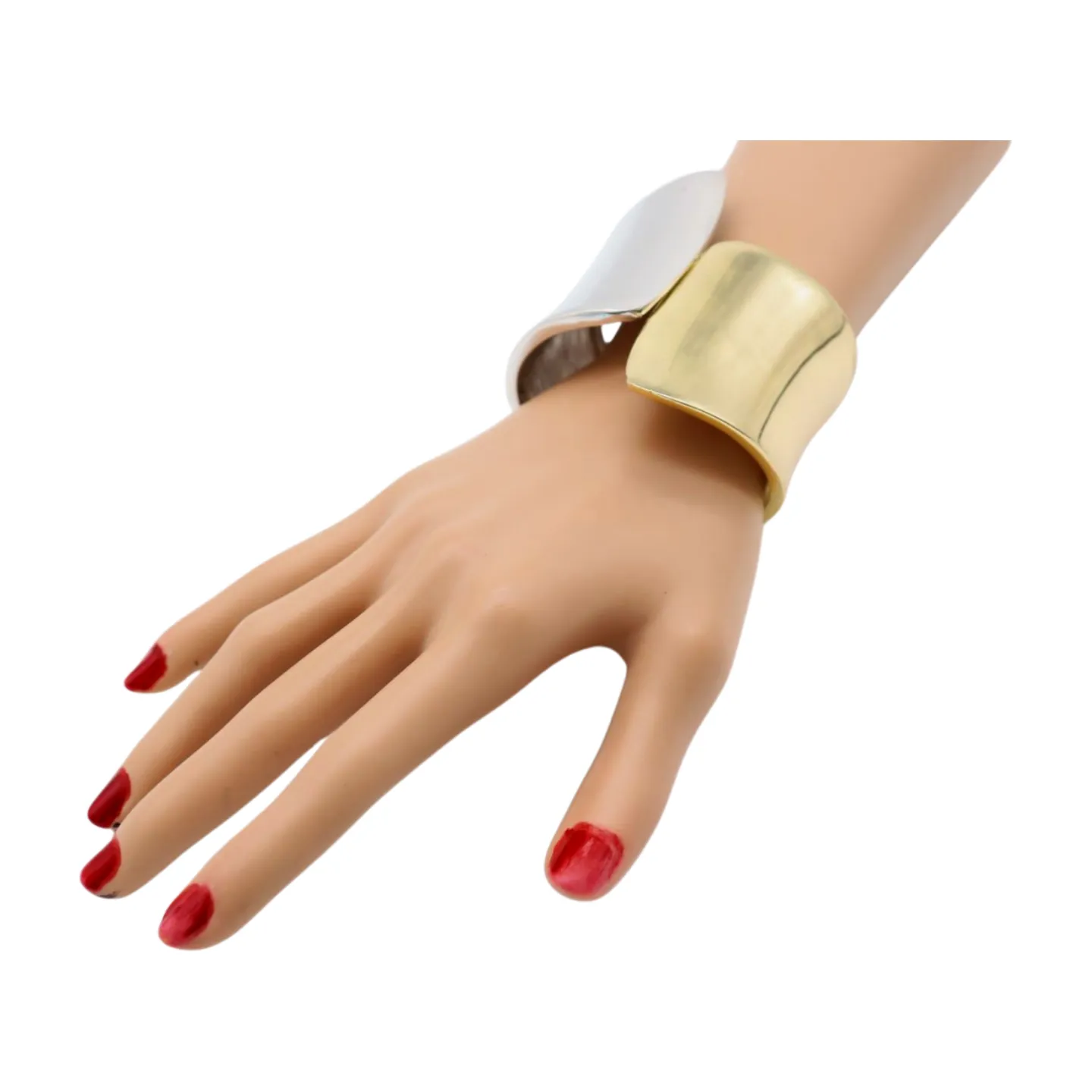 New Women Silver Gold Mix Color Wide Metal Cuff Bracelet Fashion Jewelry Statement