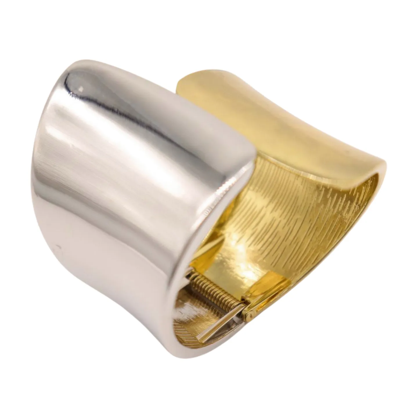 New Women Silver Gold Mix Color Wide Metal Cuff Bracelet Fashion Jewelry Statement