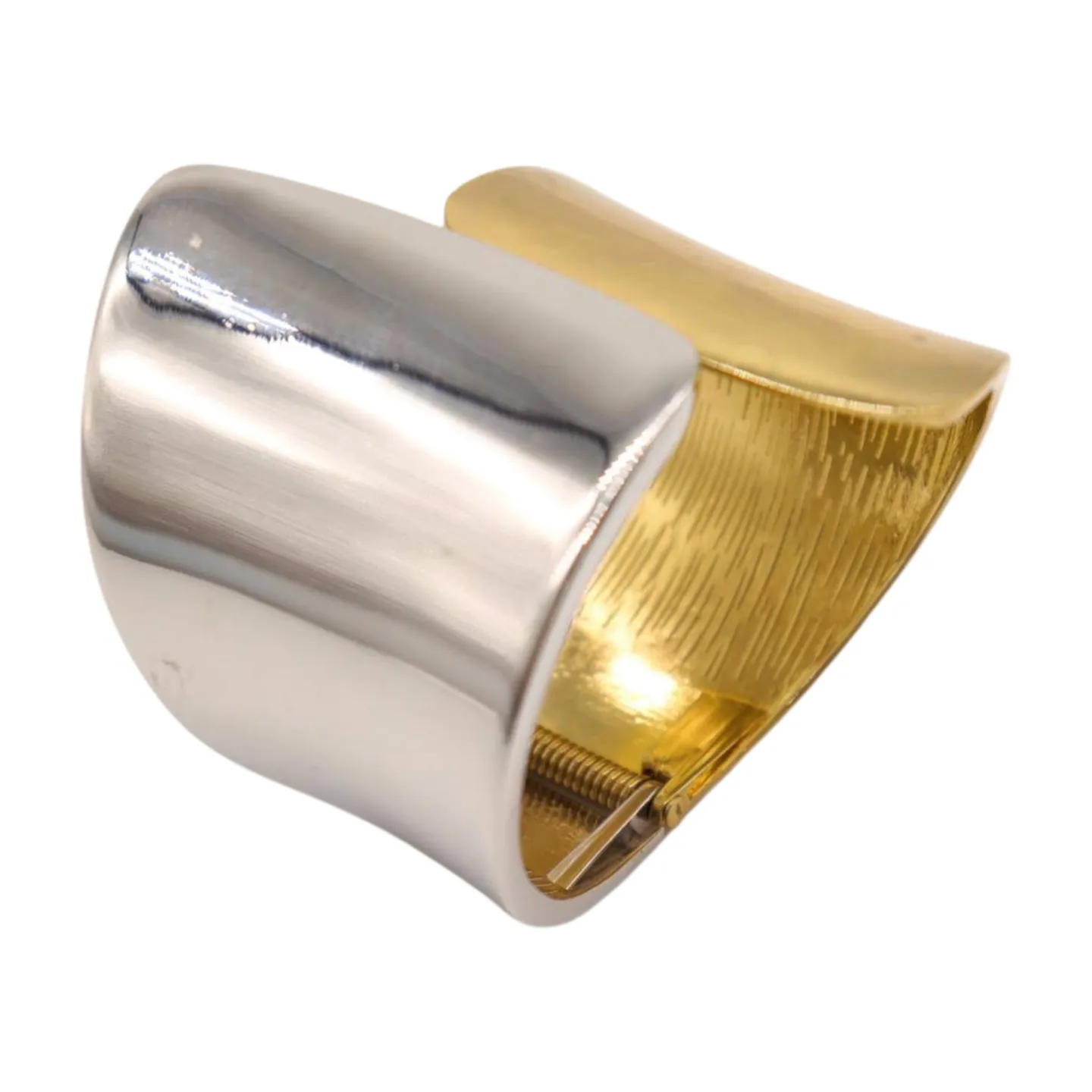 New Women Silver Gold Mix Color Wide Metal Cuff Bracelet Fashion Jewelry Statement