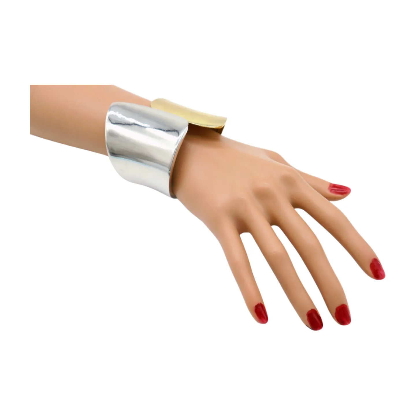 New Women Silver Gold Mix Color Wide Metal Cuff Bracelet Fashion Jewelry Statement