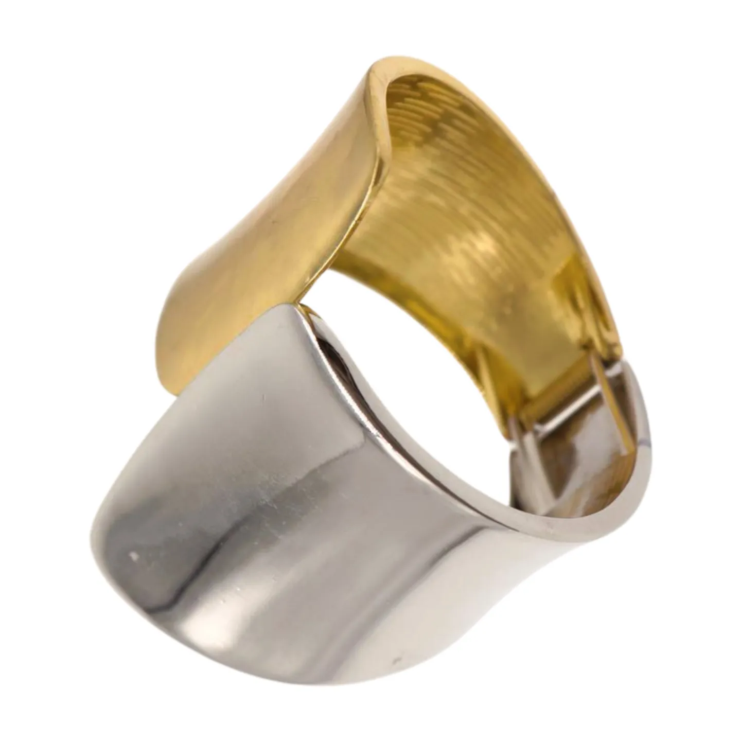 New Women Silver Gold Mix Color Wide Metal Cuff Bracelet Fashion Jewelry Statement