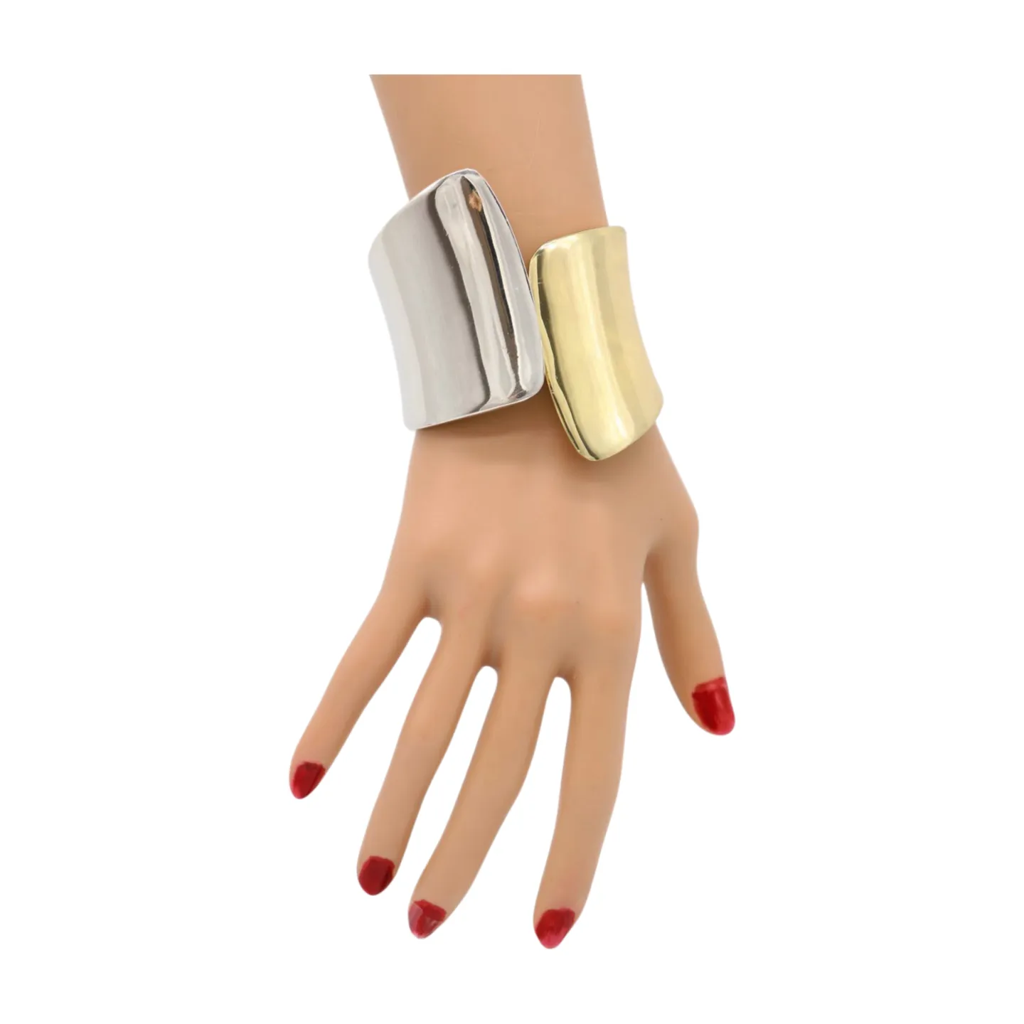 New Women Silver Gold Mix Color Wide Metal Cuff Bracelet Fashion Jewelry Statement