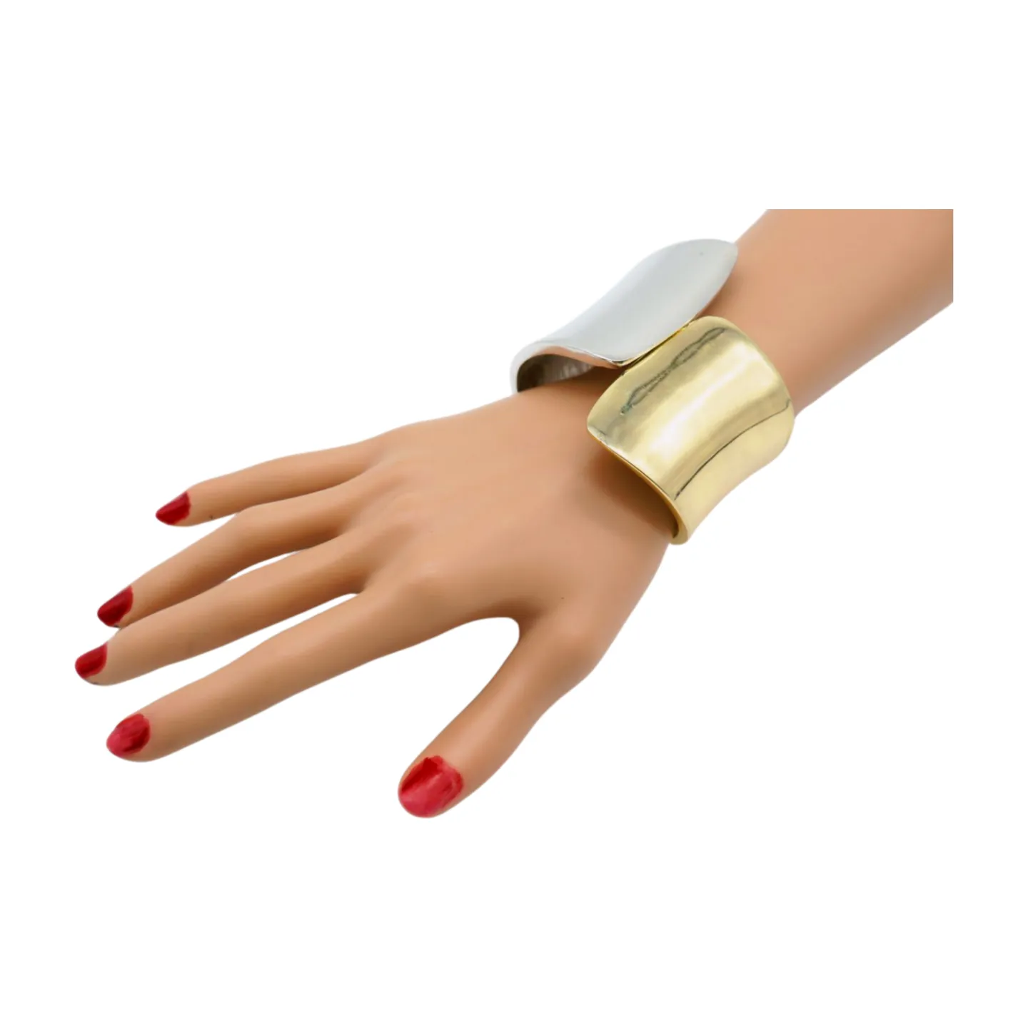 New Women Silver Gold Mix Color Wide Metal Cuff Bracelet Fashion Jewelry Statement
