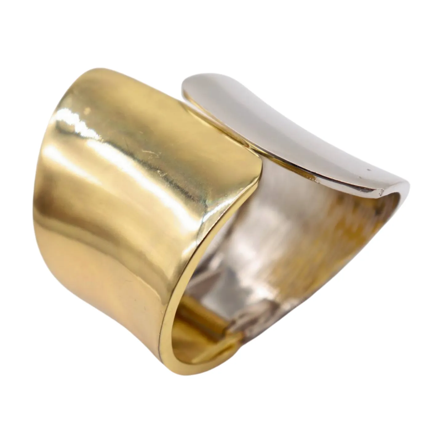 New Women Silver Gold Mix Color Wide Metal Cuff Bracelet Fashion Jewelry Statement