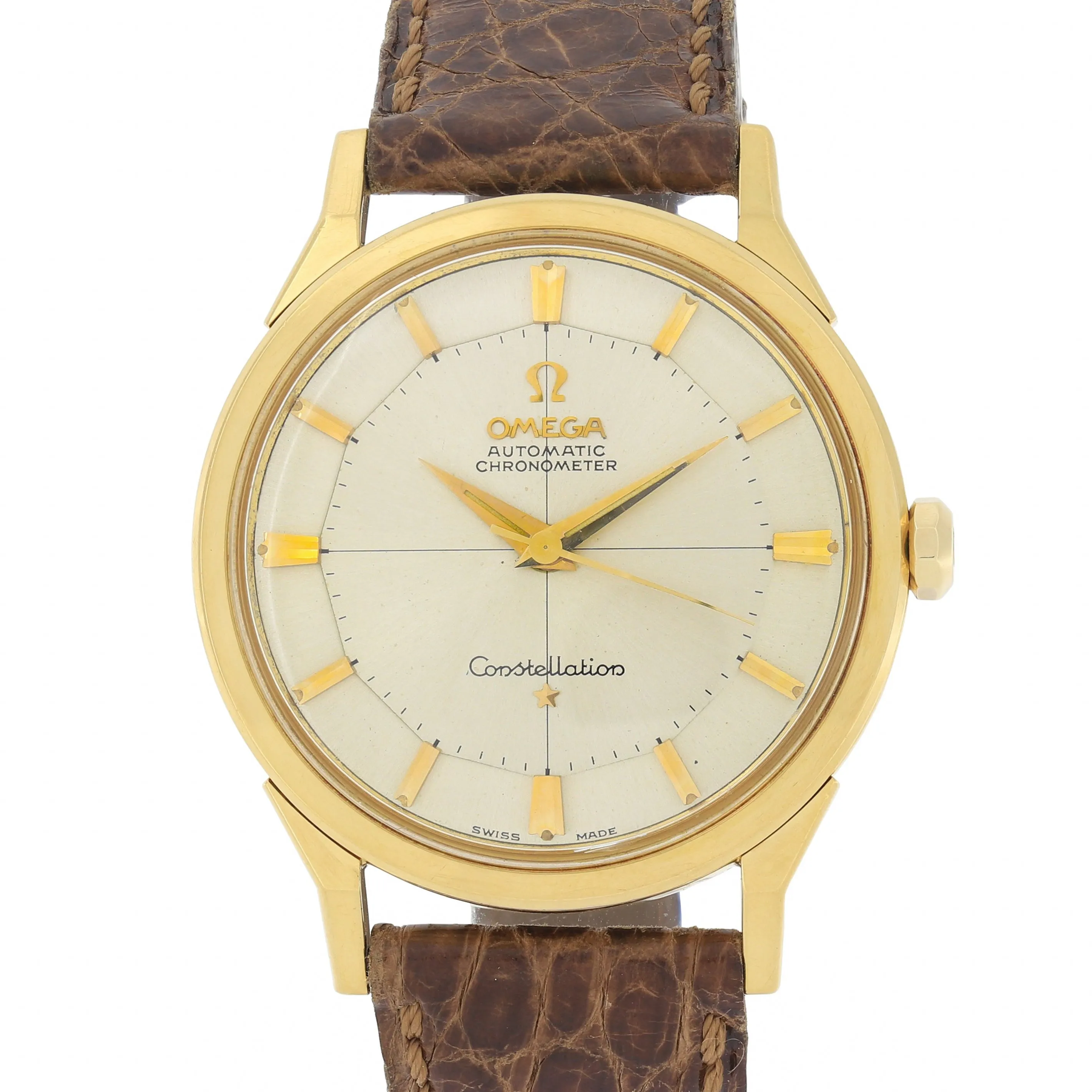 Omega Constellation Pie Pan 14900 Cal. 551 c. 1962 Unpolished 18k Yellow 34 mm