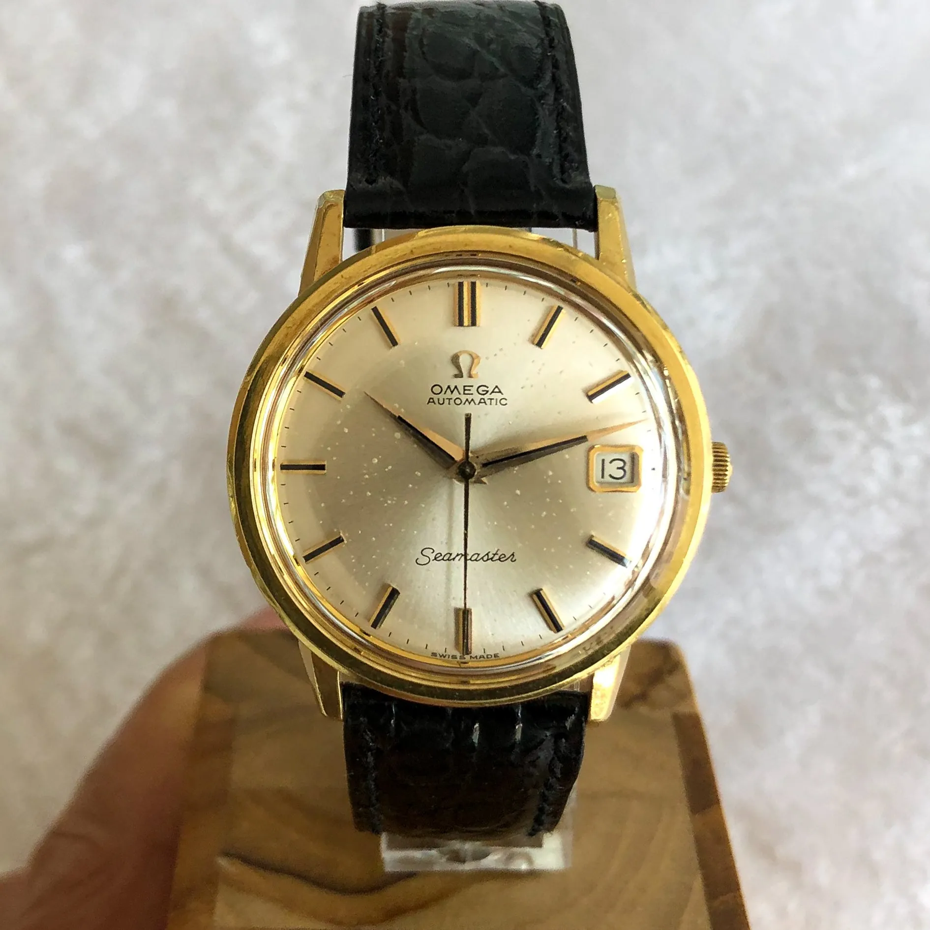 Omega Seamaster BA 166.003 Automatic Cal. 562 Rare c. 1963 18k Yellow Gold 34.5 mm