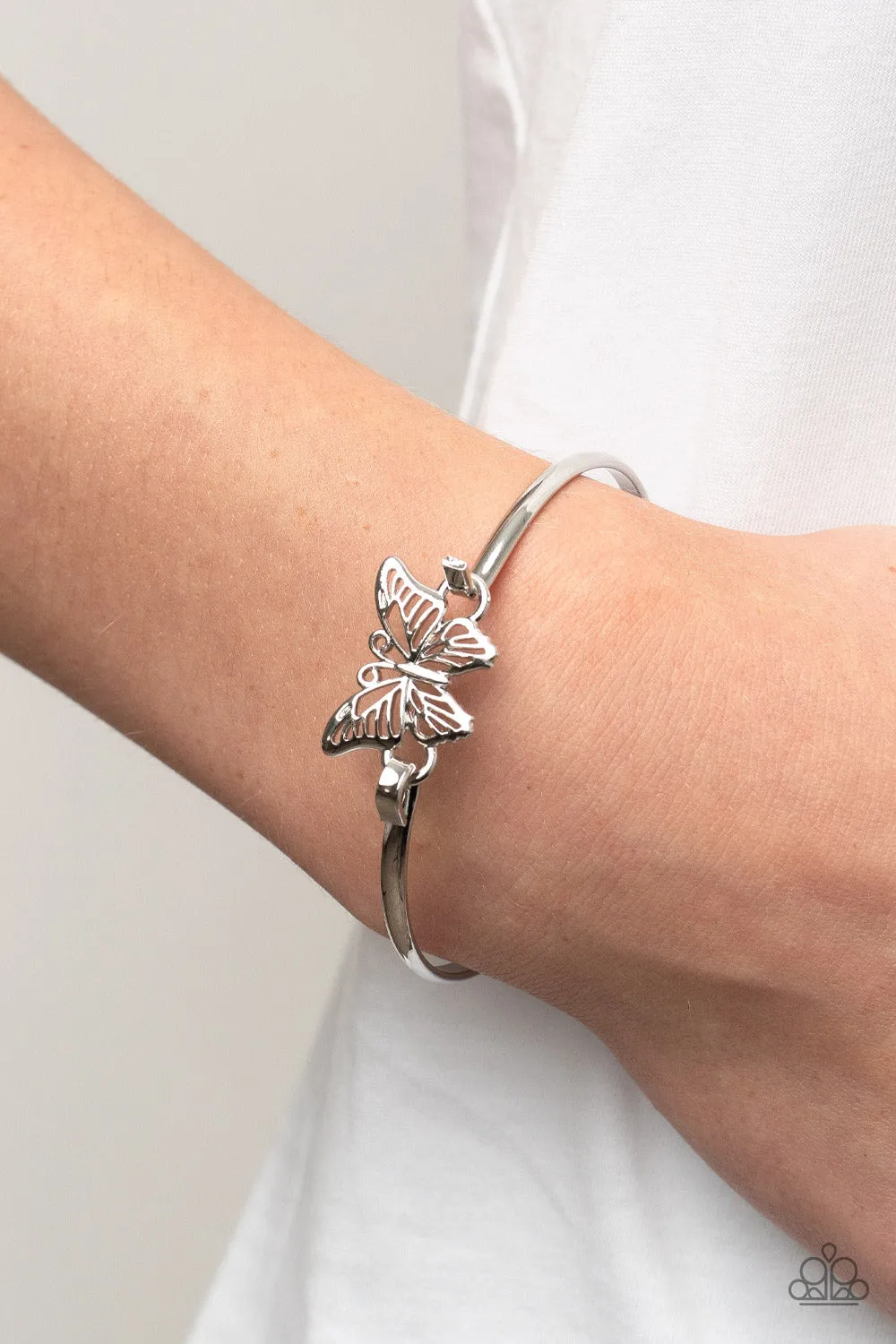 Paparazzi Did I FLUTTER? - Silver Butterfly Bracelet