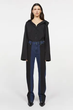 Patchwork Straight Denim in Black & Indigo