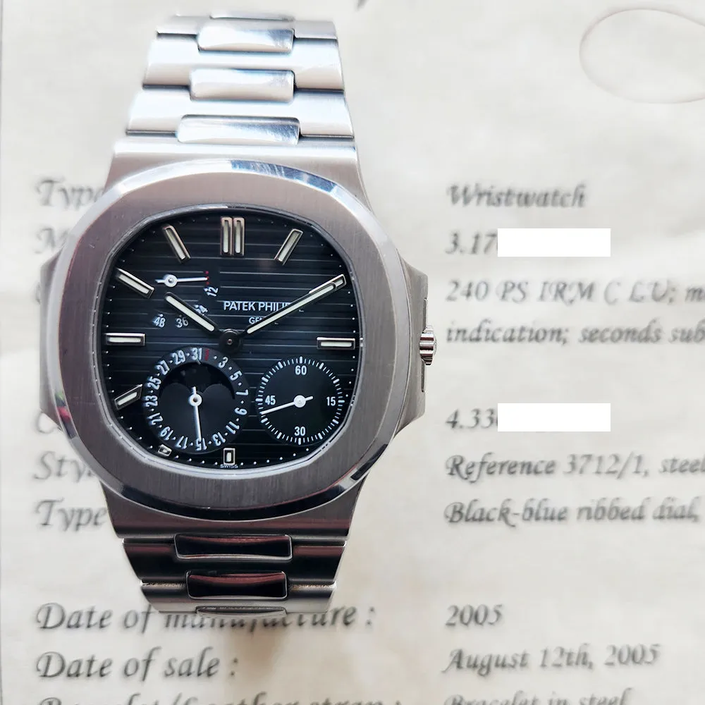 Patek Philippe Nautilus 3712/1A-001 Blue Dial Aug 2005