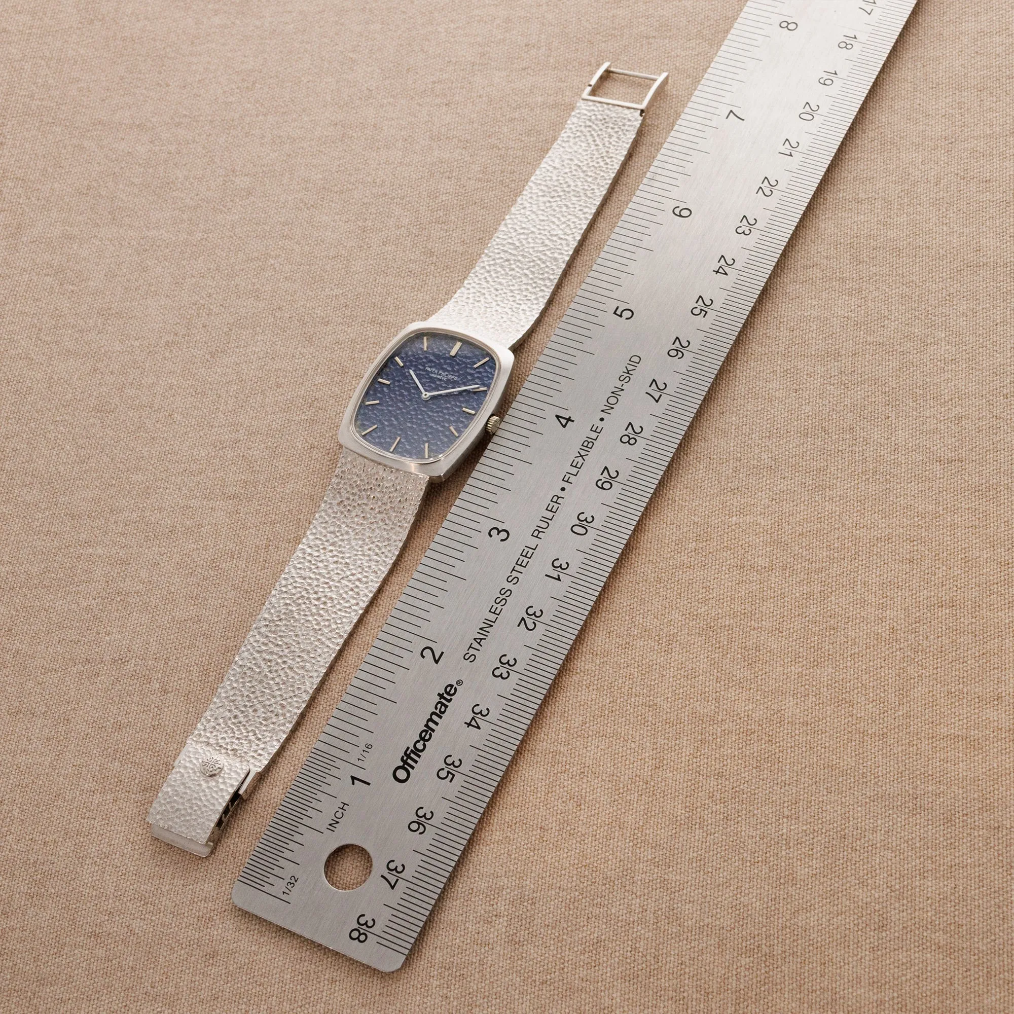 Patek Philippe White Gold Mechanical Watch Ref. 3567 with Textured Blue Dial