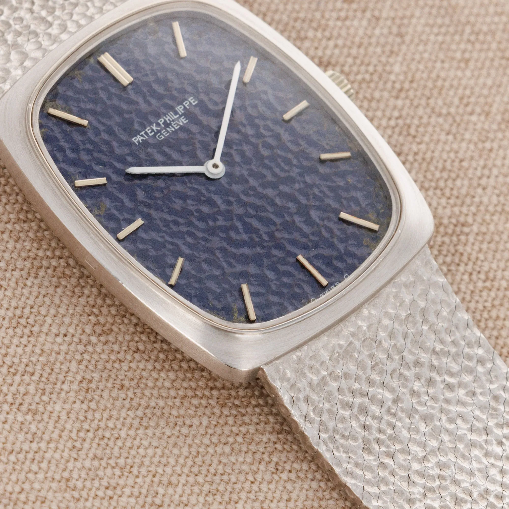 Patek Philippe White Gold Mechanical Watch Ref. 3567 with Textured Blue Dial
