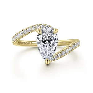 Pear Shape Bypass Diamond Engagement Ring Mounting