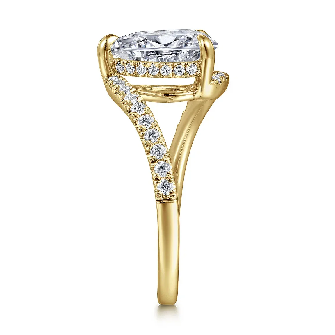 Pear Shape Bypass Diamond Engagement Ring Mounting