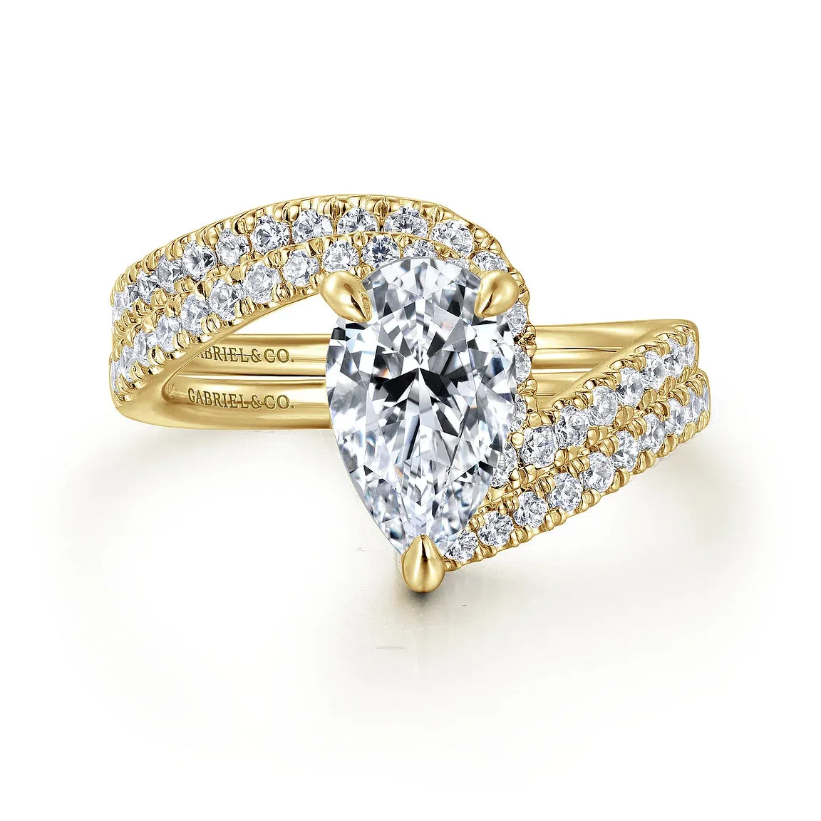 Pear Shape Bypass Diamond Engagement Ring Mounting