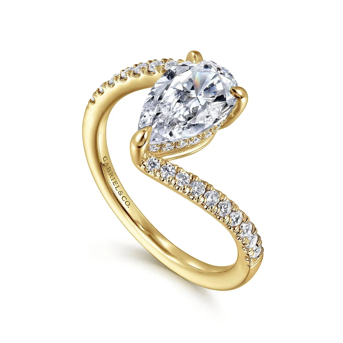 Pear Shape Bypass Diamond Engagement Ring Mounting