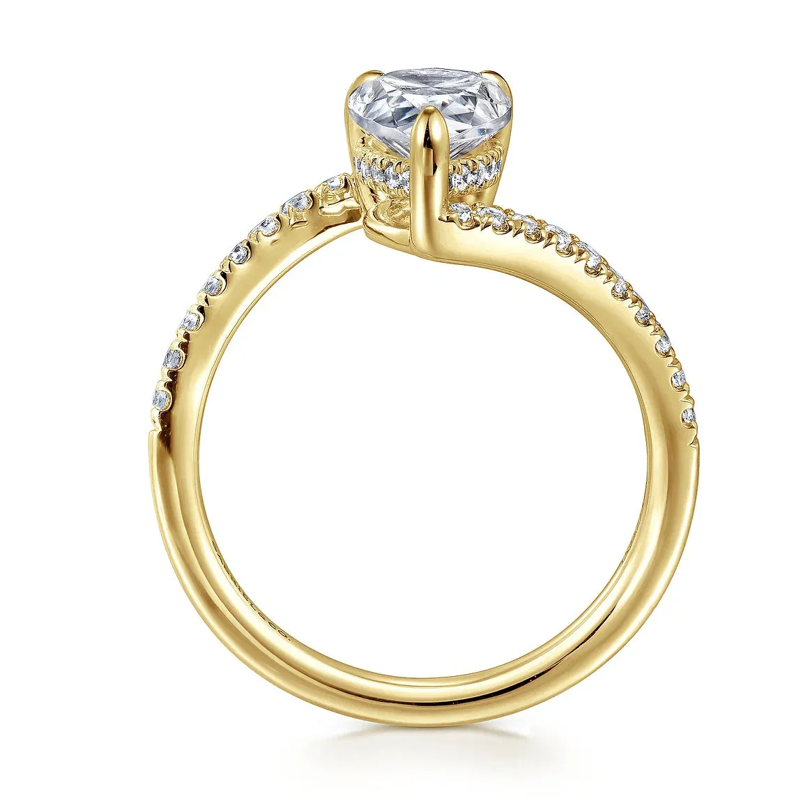 Pear Shape Bypass Diamond Engagement Ring Mounting