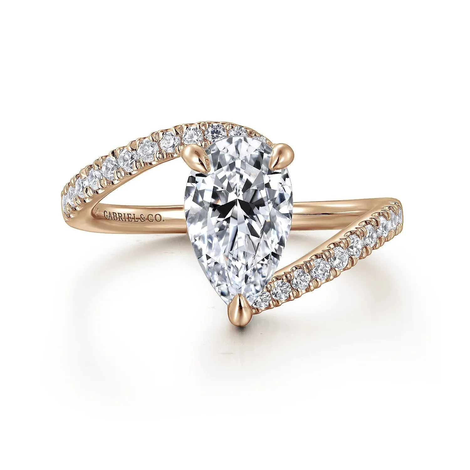 Pear Shape Bypass Diamond Engagement Ring Mounting
