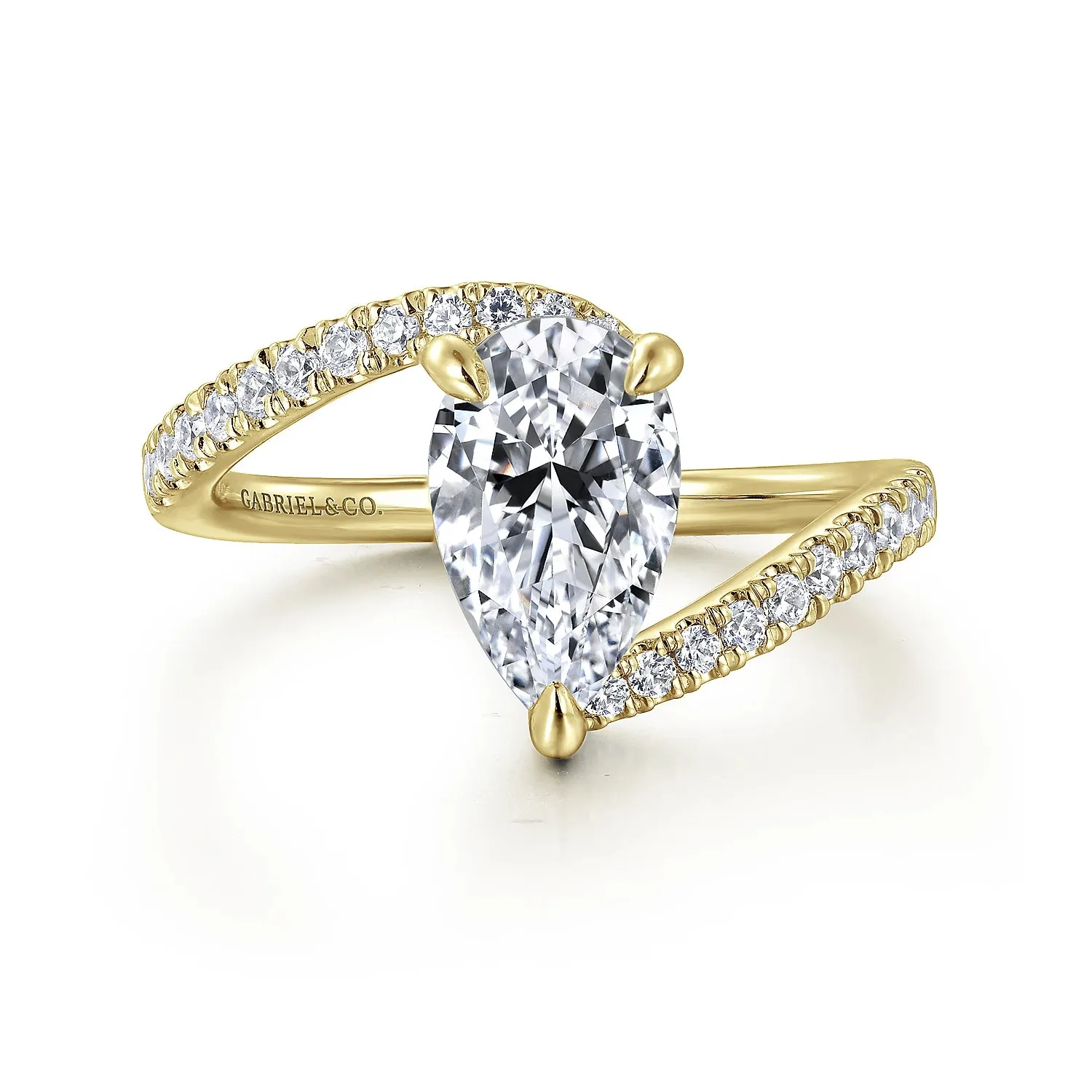 Pear Shape Bypass Diamond Engagement Ring Mounting