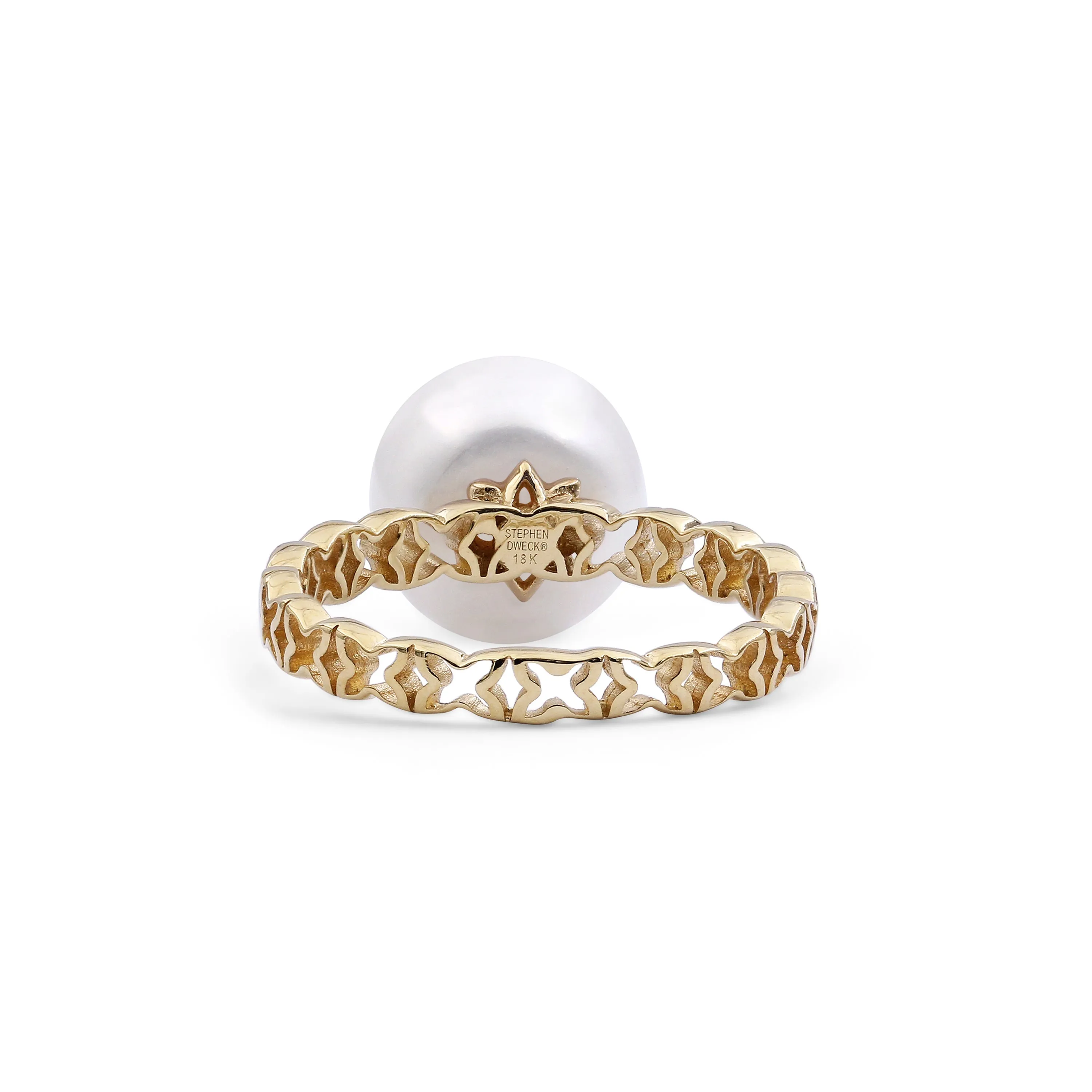 Pearlicious 10mm White Pearl and White Diamond Ring in 18K Gold