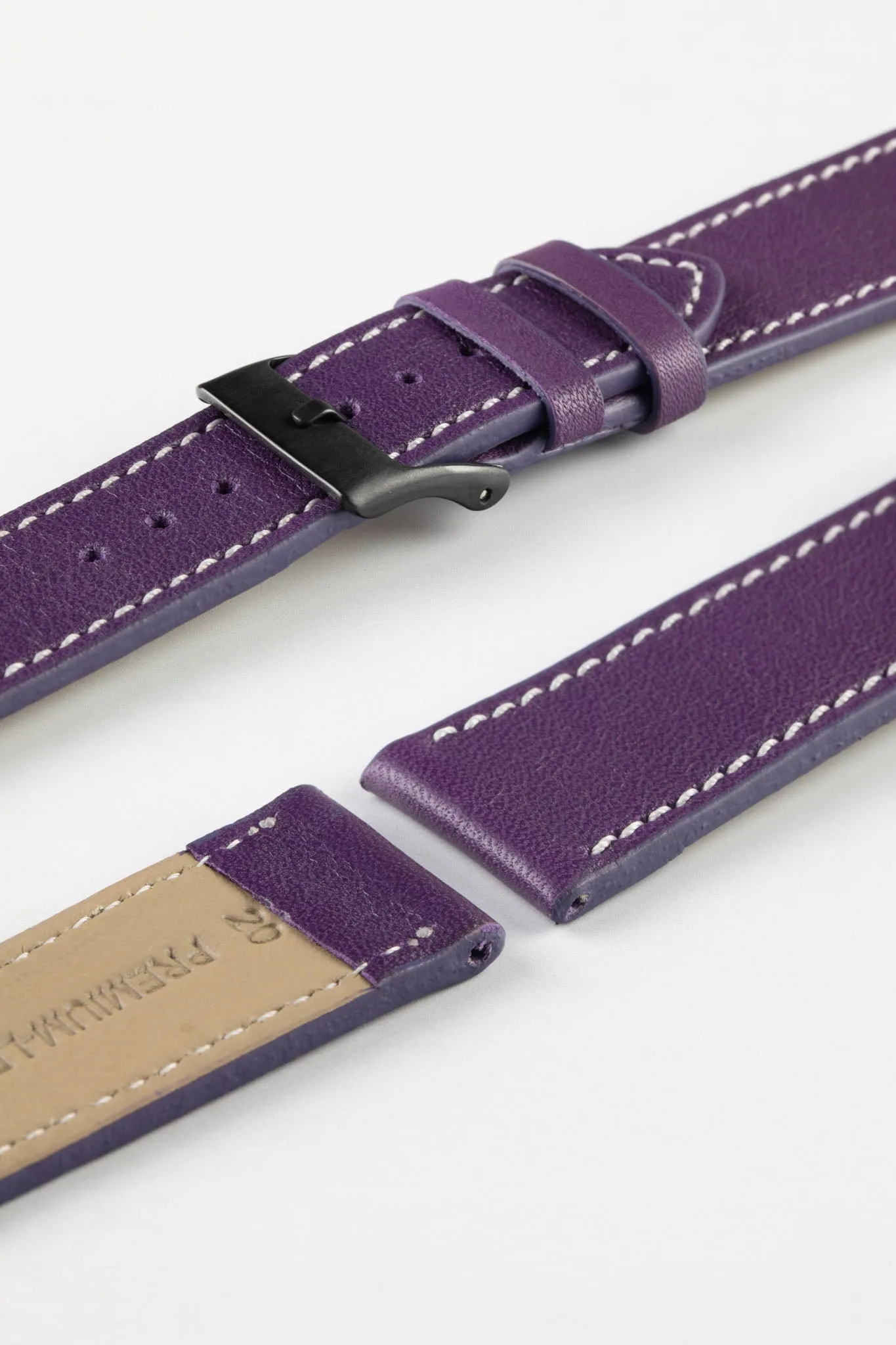 Pebro CLASSIC Unpadded Calfskin Leather Watch Strap in VIOLET