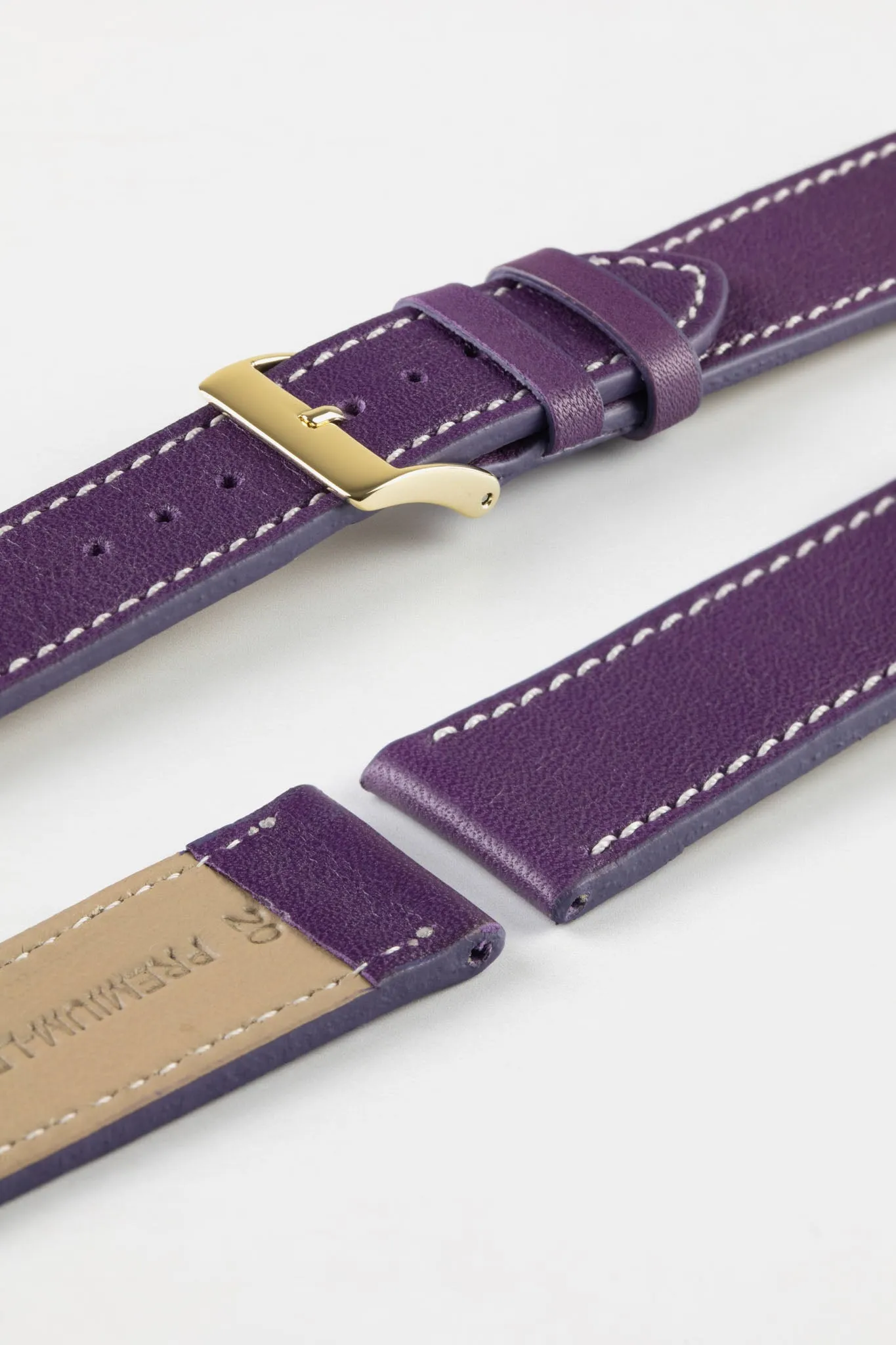 Pebro CLASSIC Unpadded Calfskin Leather Watch Strap in VIOLET