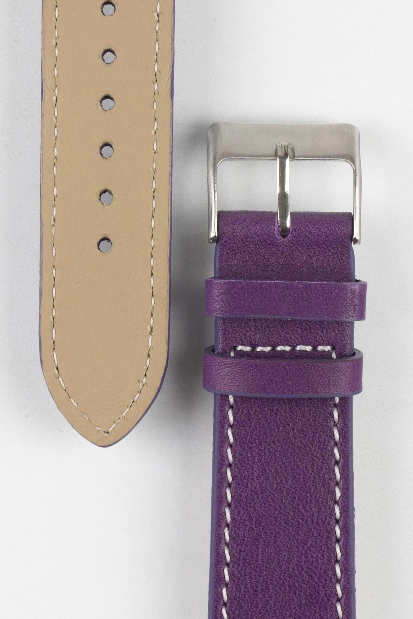Pebro CLASSIC Unpadded Calfskin Leather Watch Strap in VIOLET