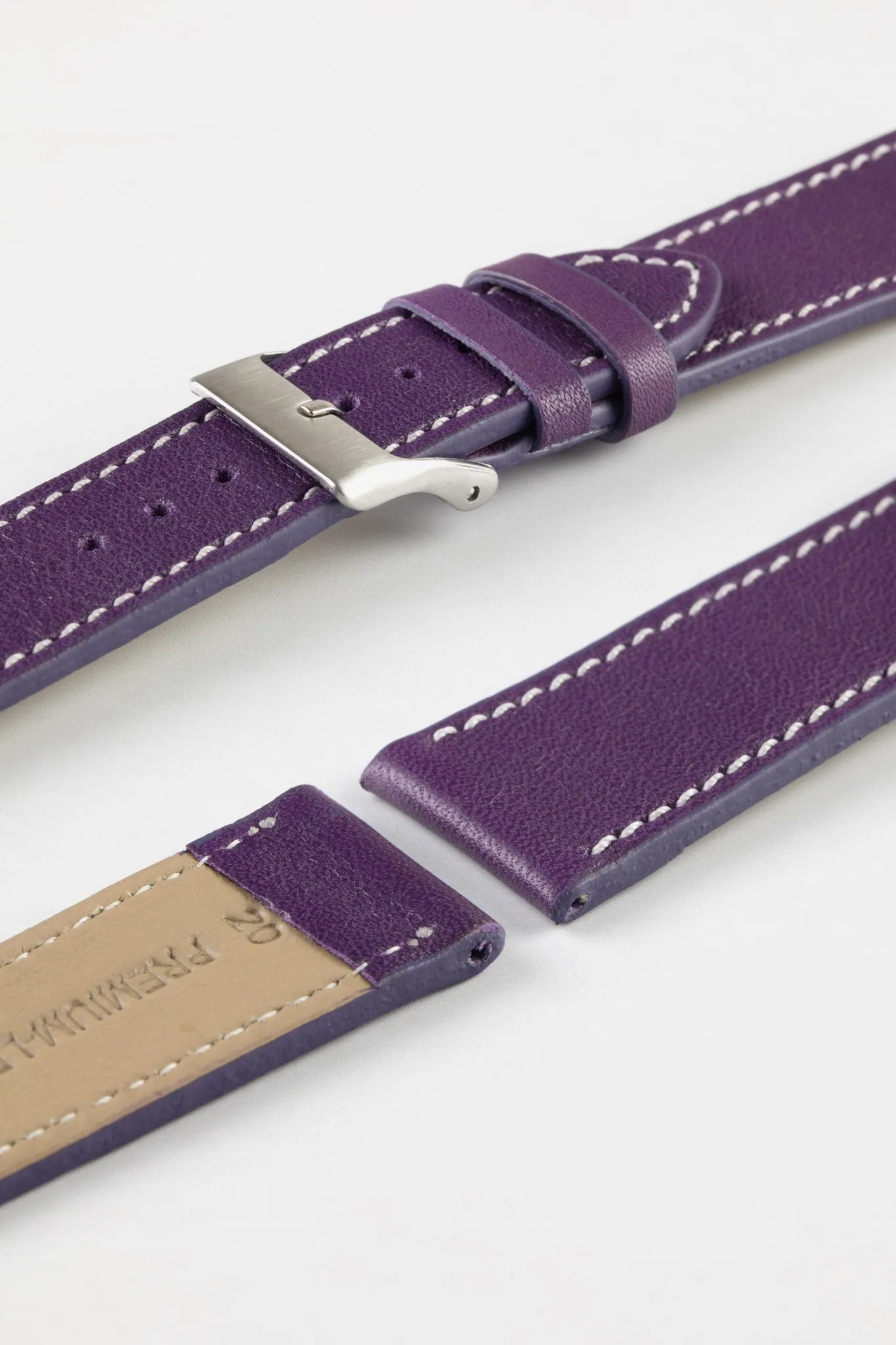 Pebro CLASSIC Unpadded Calfskin Leather Watch Strap in VIOLET