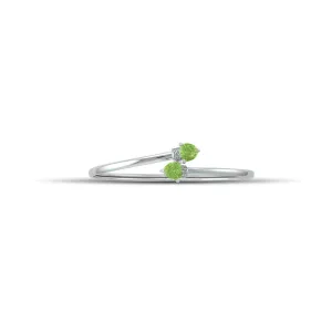 Peridot Bracelet - Flex Bangle with Peridot and Diamond in Silver