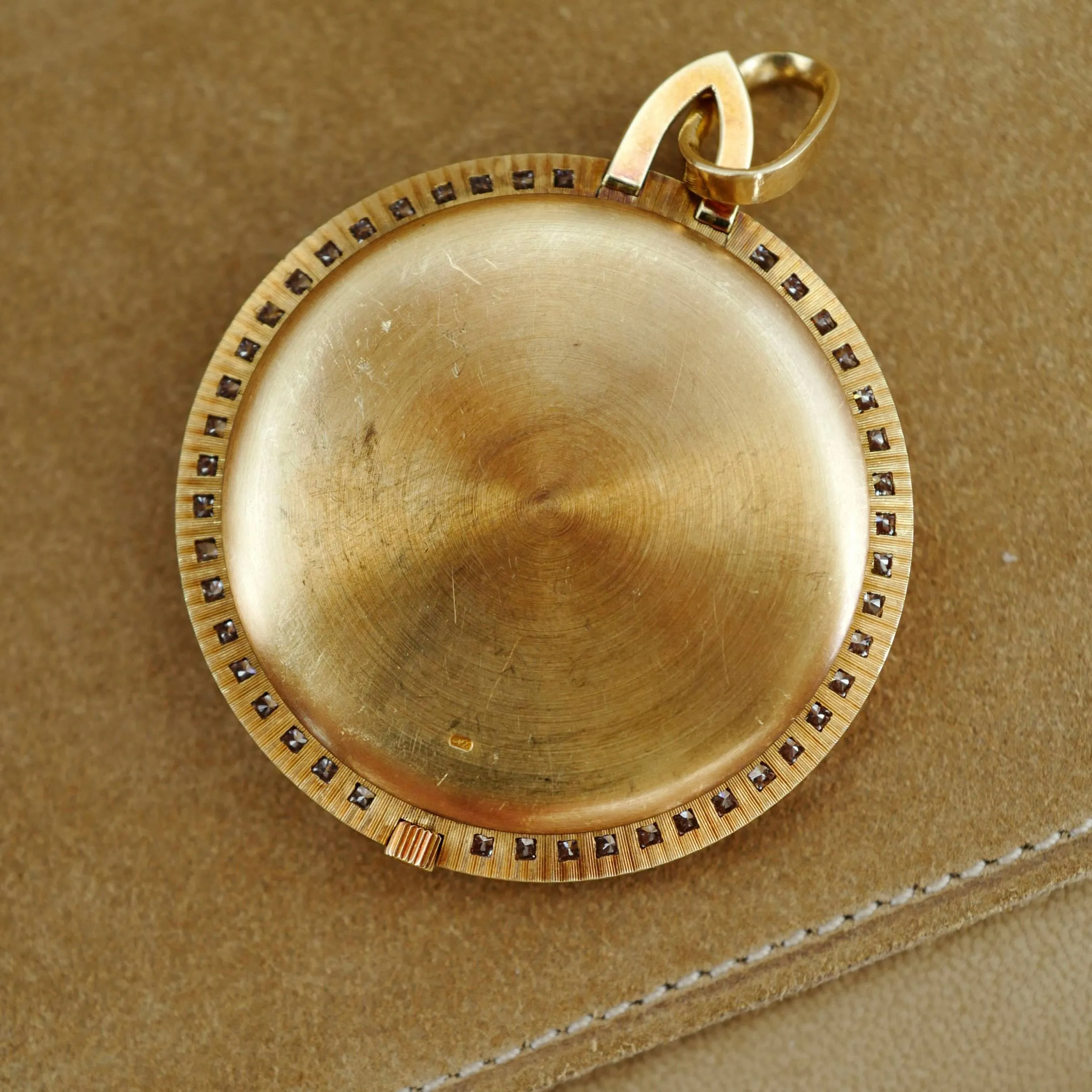 Piaget Yellow Gold and Diamond Pocket Watch with Mother of Pearl and Diamond Dial (New Arrival)