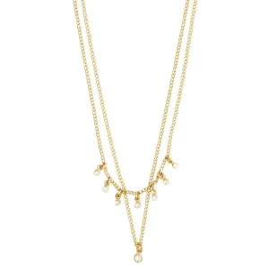 Pilgrim Sia Gold Crystal Double Chain Necklace