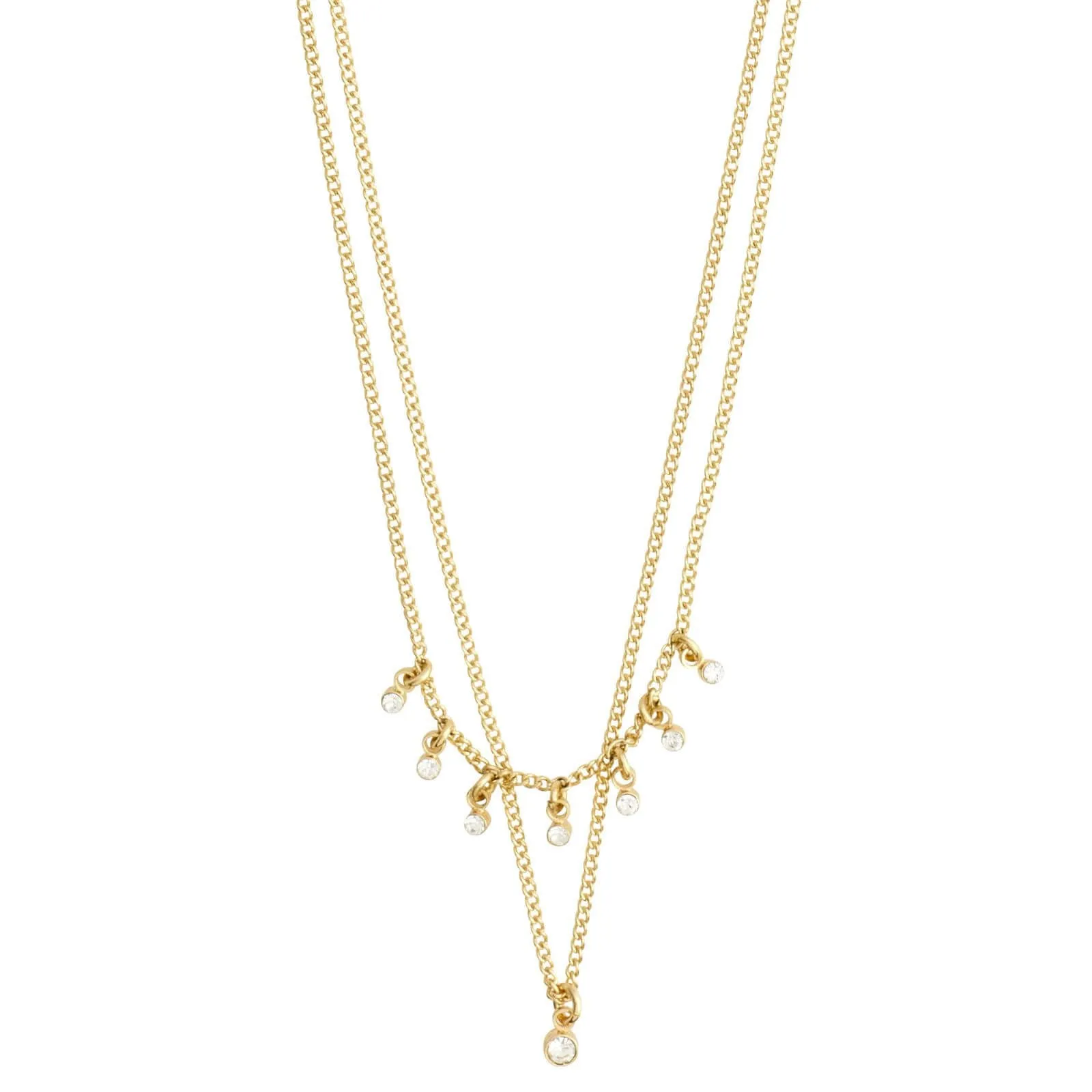 Pilgrim Sia Gold Crystal Double Chain Necklace