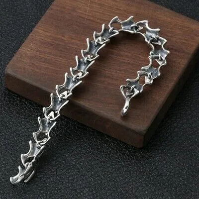 Real Solid 925 Sterling Silver Bracelet Bangle Link Creative Personality Fashion Jewelry 7.9''