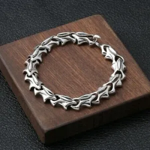 Real Solid 925 Sterling Silver Bracelet Bangle Link Creative Personality Fashion Jewelry 7.9''