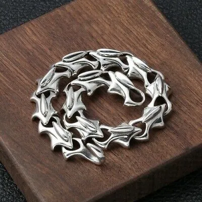 Real Solid 925 Sterling Silver Bracelet Bangle Link Creative Personality Fashion Jewelry 7.9''